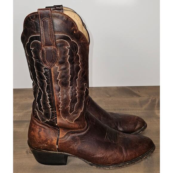 J B Dillon goat leather cowboy boots mens size 11.5D brown distressed western main image 9